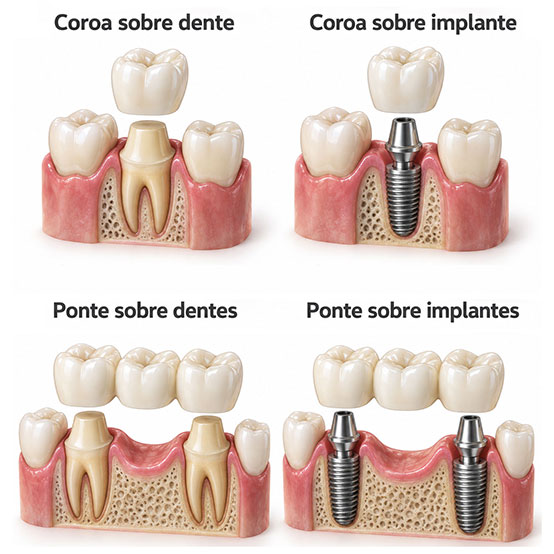 Próteses fixas: coroas e pontes